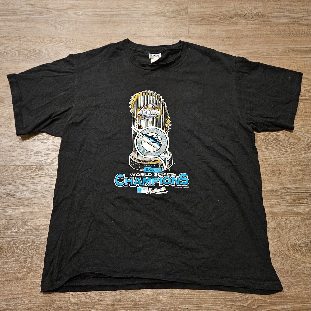 Lee Sport Florida Marlins 2003 World Series Champions T Shirt Men's XL Black MLB